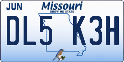 MO license plate DL5K3H