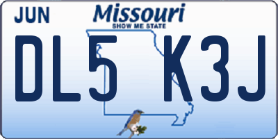 MO license plate DL5K3J