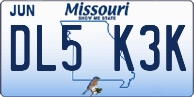 MO license plate DL5K3K