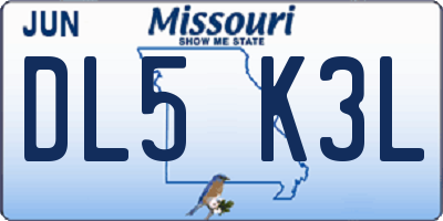 MO license plate DL5K3L
