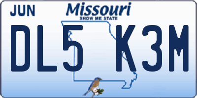 MO license plate DL5K3M