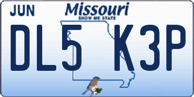 MO license plate DL5K3P