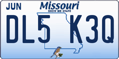MO license plate DL5K3Q