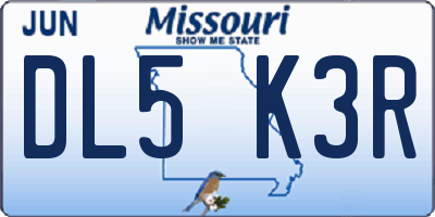 MO license plate DL5K3R