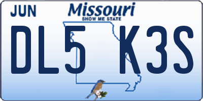 MO license plate DL5K3S