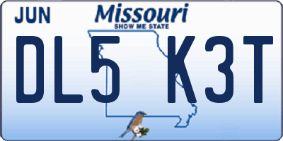 MO license plate DL5K3T