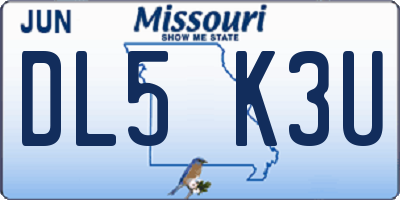 MO license plate DL5K3U