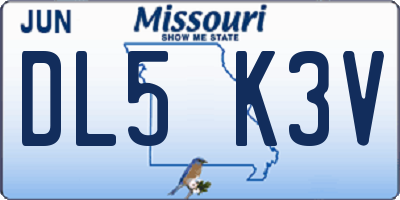 MO license plate DL5K3V