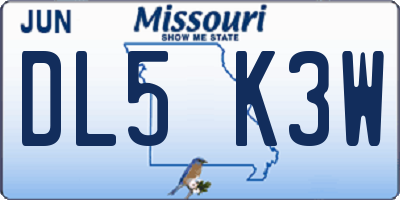 MO license plate DL5K3W