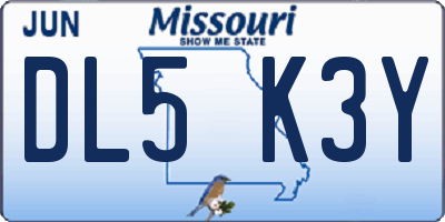 MO license plate DL5K3Y