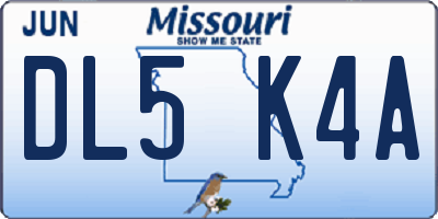 MO license plate DL5K4A
