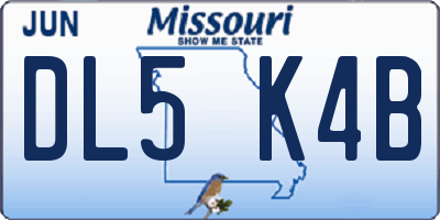 MO license plate DL5K4B