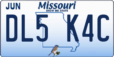 MO license plate DL5K4C