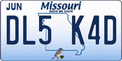 MO license plate DL5K4D