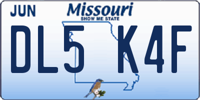 MO license plate DL5K4F