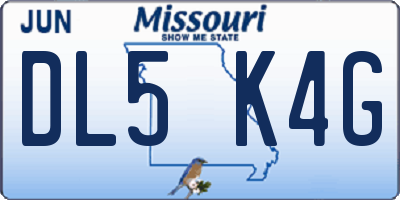 MO license plate DL5K4G