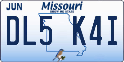 MO license plate DL5K4I