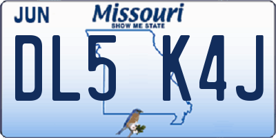 MO license plate DL5K4J