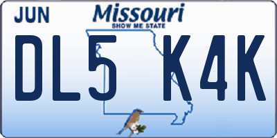 MO license plate DL5K4K