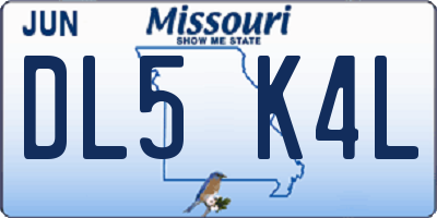 MO license plate DL5K4L