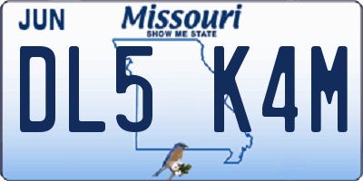 MO license plate DL5K4M