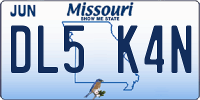 MO license plate DL5K4N