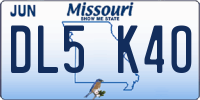 MO license plate DL5K4O