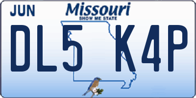 MO license plate DL5K4P