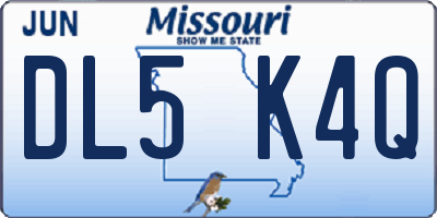 MO license plate DL5K4Q