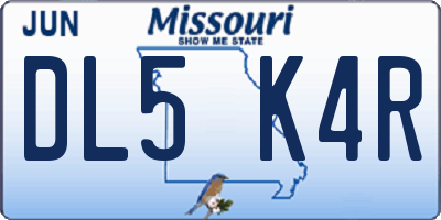 MO license plate DL5K4R