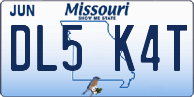 MO license plate DL5K4T