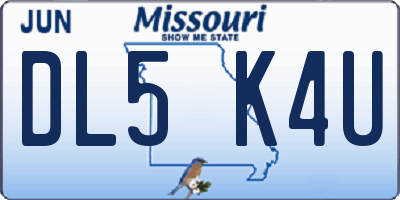 MO license plate DL5K4U