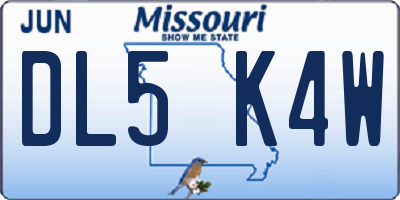 MO license plate DL5K4W