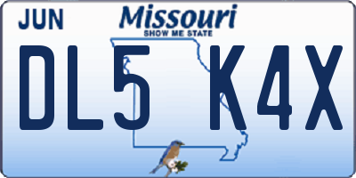 MO license plate DL5K4X
