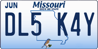 MO license plate DL5K4Y