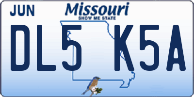 MO license plate DL5K5A