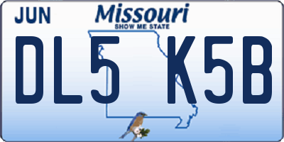 MO license plate DL5K5B
