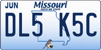 MO license plate DL5K5C