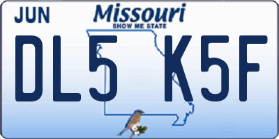 MO license plate DL5K5F