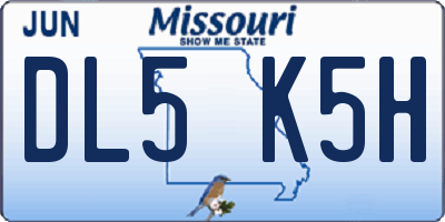 MO license plate DL5K5H