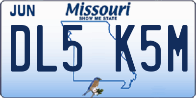 MO license plate DL5K5M