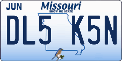 MO license plate DL5K5N