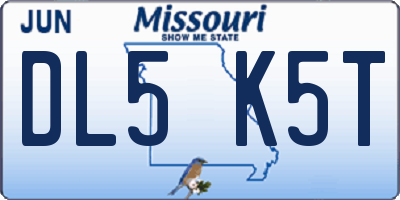 MO license plate DL5K5T