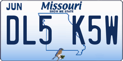 MO license plate DL5K5W