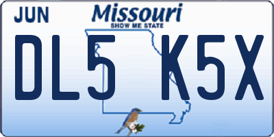 MO license plate DL5K5X