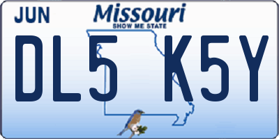 MO license plate DL5K5Y