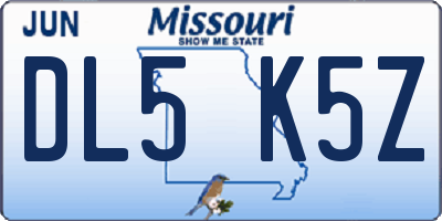 MO license plate DL5K5Z