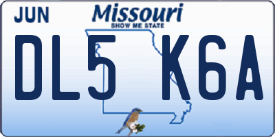 MO license plate DL5K6A
