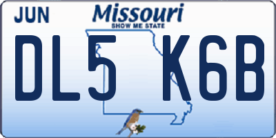 MO license plate DL5K6B