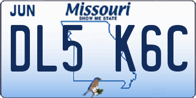 MO license plate DL5K6C